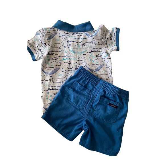 Short Set Nautica 18 Mo 2 pc Whale in Vallarta Blue NWT - Picture 2 of 10